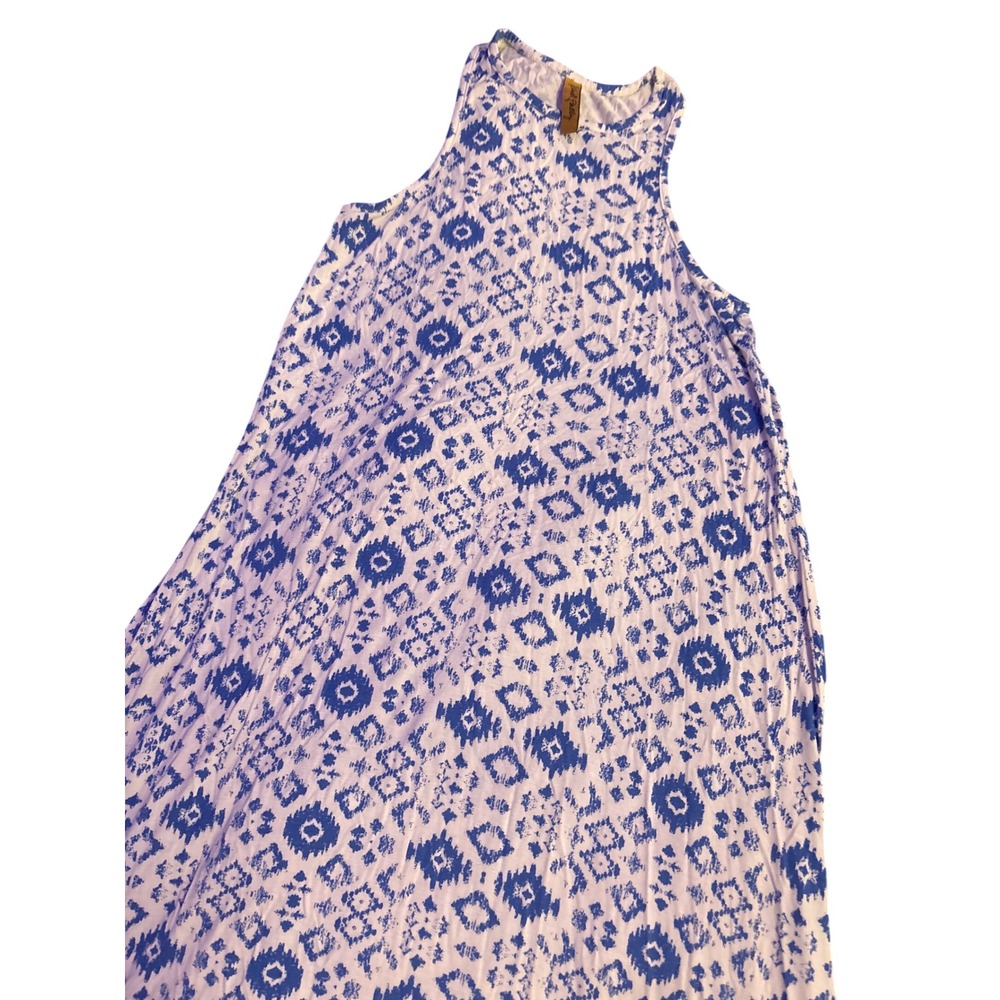 Rachel Pally Womens Blue White Geometric Sleeveless Maxi Dress Size XS